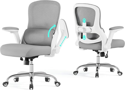 Ergonomic Office Chair: 400LBS Office Computer Desk Chair with High Back Mesh and Adjustable Lumbar Support Rolling Work Swivel Task Chairs with Wheel 3D Armrests, Ergo Gaming Chair (Grey)