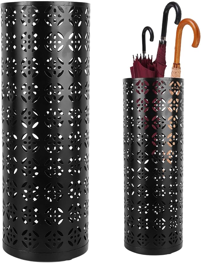 Round Umbrella Organizer Bin, Freestanding Metal Umbrella Holder Umbrella Stand Rack for Entryway, Canes Walking Sticks Holder Rain Collection for Home, Office (Large)