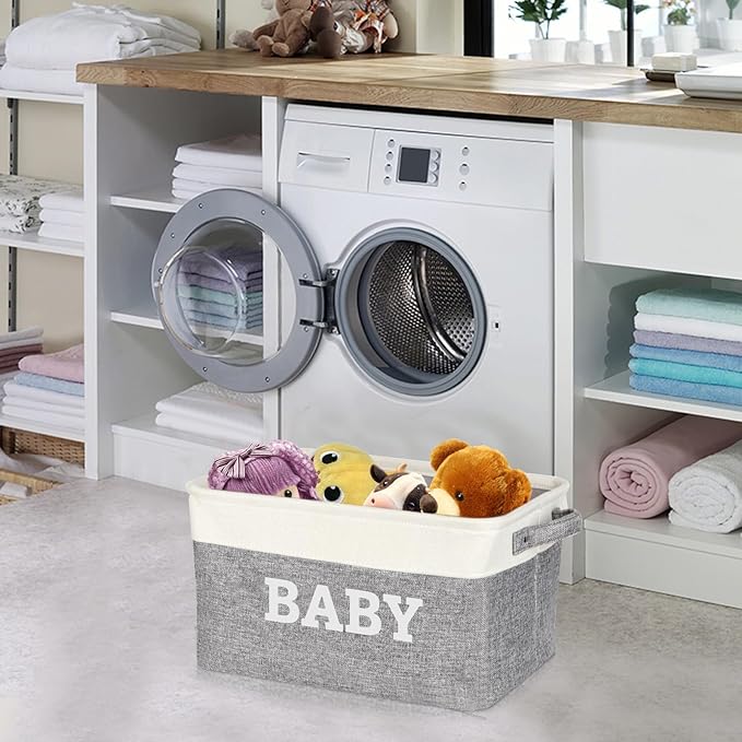 Lukeline Large Gift Basket Empty 15.5 x 11.6 x 9.4, Baby Storage Basket Shower Gifts for for Newborn Baby Essentials, Diaper Caddy Organizer with Handles, Decorative Baskets for Home Decor Shelves