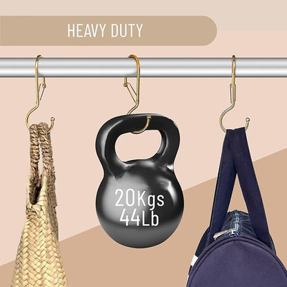6 Purse Hanger for Closet. Tote Hanger. S-Shaped Hooks S Hooks Twist Design. Anti Drop S-Shaped Hook for Hanging Handbags with Safety Buckle to Prevent Falls. Heavy Duty. (Gold, Twisted)
