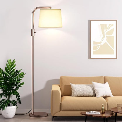 Ambimall Fully Dimmable Floor Lamp - Floor Lamps 9W LED Light Bulbs, Standing Lamps for Living Room with Adjust Head, Modern Standing Light Rotary Switch, Tall Lamp for Bedroom(Brown and Light Beige)