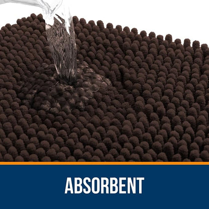 OLANLY Bathroom Rugs 30x18, Extra Soft Absorbent Chenille Bath Rugs, Rubber Backing Quick Dry, Machine Washable Bath Mats for Bathroom Floor, Tub and Shower, Home Decor Accessories, Brown