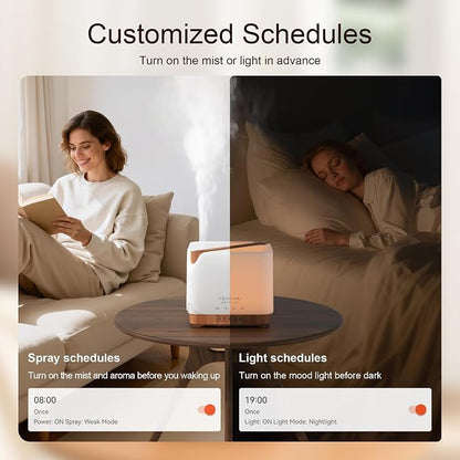 ASAKUKI Essential Oil Diffuser for Home, Smart WiFi 700 ml Humidifier, Easy Connect with Alexa and Google Home, Phone App & Voice Control, Customized Schedule Timers and LED Light - Yellow