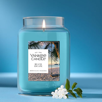 Yankee Candle Beach Escape, Scented Candle, 22oz Large Jar with up to 150 Hour Burn Time, Giftable