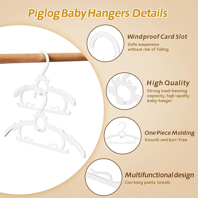 Kids Hangers 30PCS, 11"-14" Extendable and Stackable Baby Hangers, 45g Ultra-Thick Space Saving Non-Slip Plastic Hanger for Infant, Toddler and Nursery Closet (White-White-30)