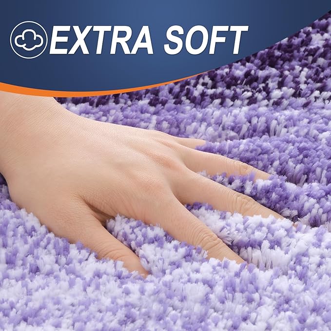 OLANLY Bathroom Runner Rugs Mat 47x20, Extra Soft Absorbent Microfiber Bath Rugs, Rubber Backing, Quick Dry, Washable Long Bath Mats for Bathroom Floor, Tub and Shower, Home Decor Accessories, Violet