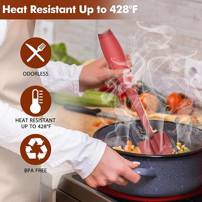 Upgrade Meat Chopper, Heat Resistant Meat Masher for Hamburger Meat, Ground Beef Smasher, Nylon Hamburger Chopper Utensil, Ground Non Stick Mix Chopper, Mix and Chop, Potato Masher Tool（Red）