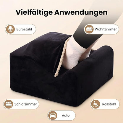Foot Rest for Under Desk at Work, Office Footrest with Warm Feet Pocket,Ergonomic Under Desk Footrest with Washable Cover, Stool for Office Chair & Back &Pain Relief (Black+)