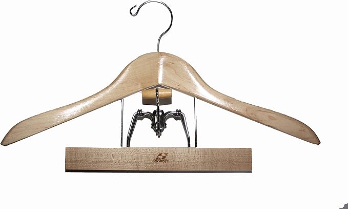 Setwell American Made Wooden Suit Hangers, Natural Finish, Set of 2