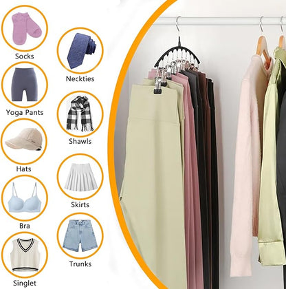 Legging Hangers for Closet Organizer, Hat Hangers for Closet 2 Pack with 10 Clips Holds 20 Leggings, Legging Hanger, Pants Storage Organizer Suitable for Socks, Panties, Underwear, Pants (Pink)