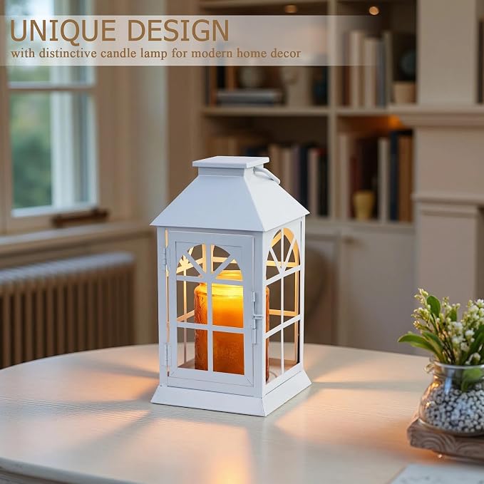 Candle Lamp Warmer with Timer,Compatible with 3 Wick Candles/Large Candel Jars,Electric Candle Warmer Lamp Dimmable Lantern Style,Fully Enclosed Designed and Hanging Up-White