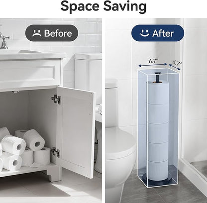 Toilet Paper Holder Stand(with Reserve Function), Free-Standing Spare Rolls Storage Holder, Stainless Steel, Modern Design