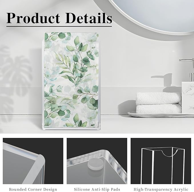 Acrylic Guest Towel Holder, Clear Vertical Napkin Dispenser Space Saving for Bathroom, Waterproof Disposable Hand Towel Box for Kitchen, Modern Dining Table Napkin Storage for Home Hotel Office