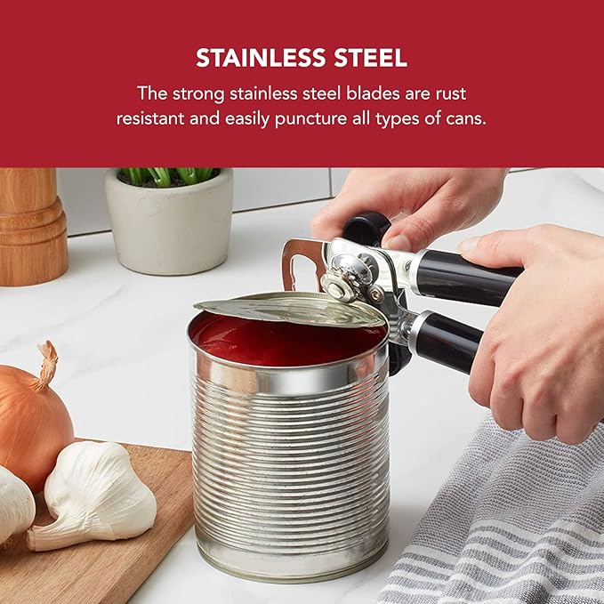 KitchenAid Classic Multifunction Can Opener and Bottle Opener Easy to Use, Razor Sharp Stainless Steel Cutting Wheel, Soft Ergonomic Handles, Black, Pack of 12
