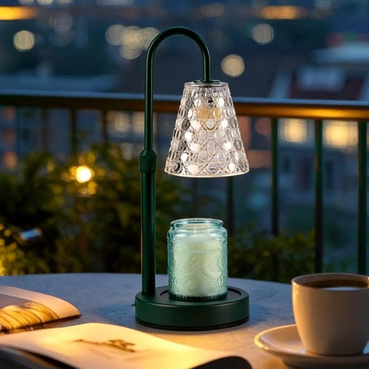 Candle Warmer Lamp Green with Timer Dimmable, Birthday Gifts for Women Mom, House Warming Gifts New Home Decor, Wax Melt Warmer for Jar Candles with 2 Bulbs, Dark Green