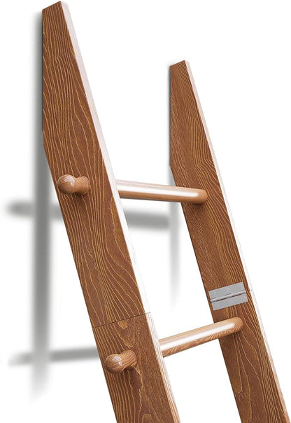 TEAKMAMA 6-Tier Blanket Ladder with Hanging Knobs,5.5 Ft Wall Leaning Blanket Ladders for Living Room Bedroom,Rustic Decorative Storage for Quilts,Throws,Easy to Assemble,Honey Brown