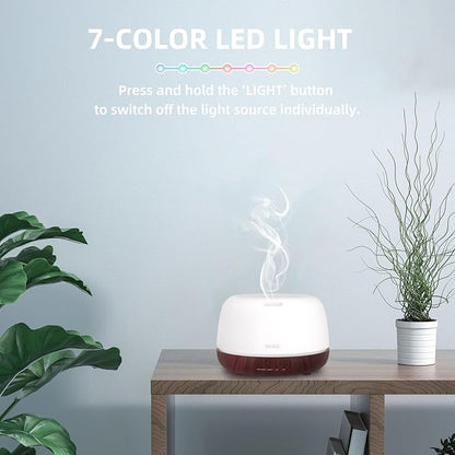 SEEDSEEL 300ML Essential Oil Diffuser,Aromatherapy Diffuser with Remote Control, 7-Color LED Light and 4 Timers,Quiet Auto-Off for Bedroom, Home,Office