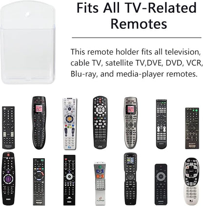 4 Pcs Remote Control Holder Wall Mount, TV Controller Holder, Self Adhesive Remote Holder, Wall Pen Holder Storage Accessories for Home Office School（Clear）