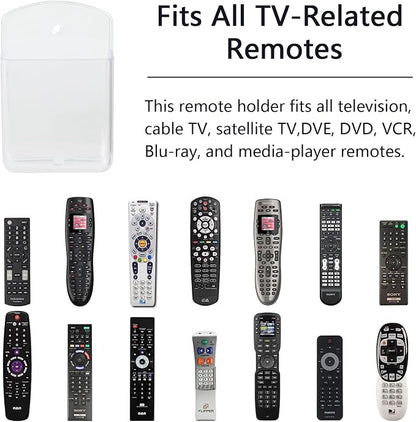 2 Pcs Remote Control Holder Wall Mount, TV Controller Holder, Self Adhesive Remote Holder, Wall Pen Holder Storage Accessories for Home Office School（Clear）