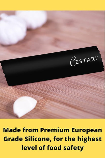 Premium Garlic Peeler - Silicone Easy Roll Garlic Roller Tube - Sturdy Thick Odor Free Silicone - Removes Garlic Peels in Seconds - Peels Multiple Cloves - BPA Free - Black