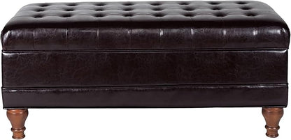 HomePop Deluxe Tufted Storage Bench with Hinged Lid, Espresso