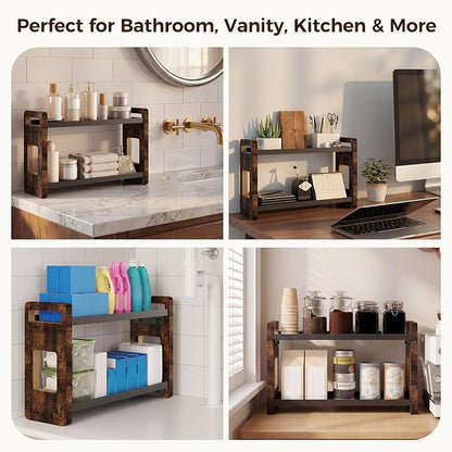 Bathroom Organizers and Storage,Bathroom Counter Organizer,Bathroom Counter Shelf,Bathroom Sink Organizer,Vanity Organizers,Vanity Storage,Perfume Display,Perfume Storages(Brown 2 Tier)