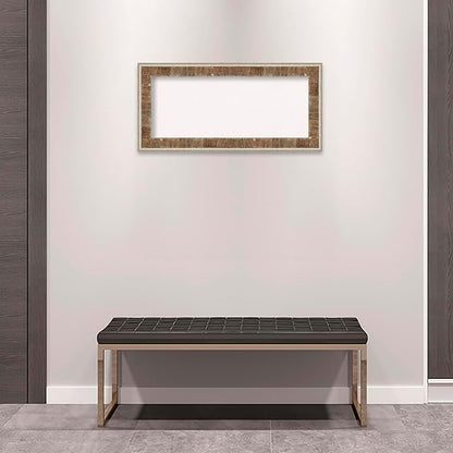 Amanti Art White Cork Board for Wall, 17x35 Vision Board with Brown Wood Frame, Medium Corkboard Office Decor for Home Organization, Country Rustic Corkboard Pinboard to Display Items for Home