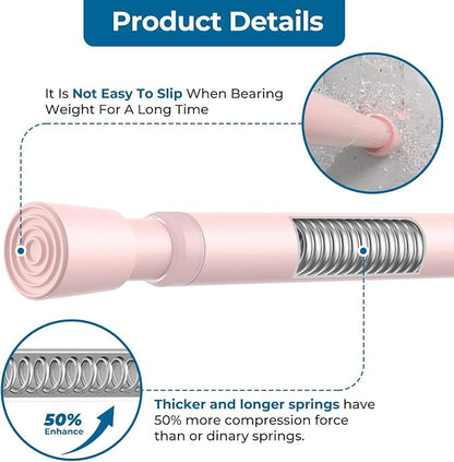 AIZESI Spring Tension Rods Adjustable Tension Curtain Rod Small Tension Rod No Drilling Expandable Spring Loaded Curtain Tension Rod（Pink,26" to 39"-3Pcs)