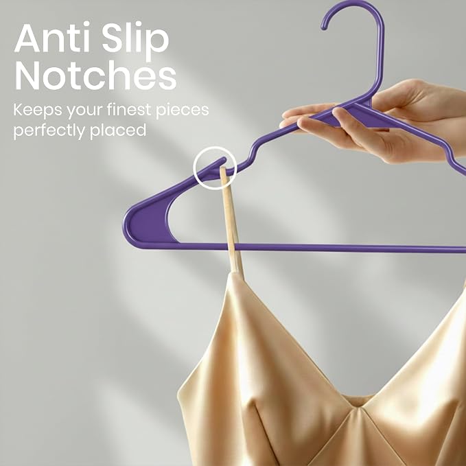Utopia Home - Plastic Hangers 30 Pack - Space Saving Clothes Hanger - Durable and Strong Closet Organizers and Storage Makes It Ideal Stocking Stuffers or Apartment or Dorm Room Essentials (Purple)