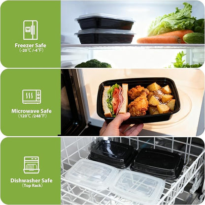 90 Pack 28 oz Disposable Containers with Lids, Meal Prep Containers，Sturdy Leakproof & Food Safe, Microwave, Freezer, Dishwasher Safe Food Storage Containers with Lids Easy Open