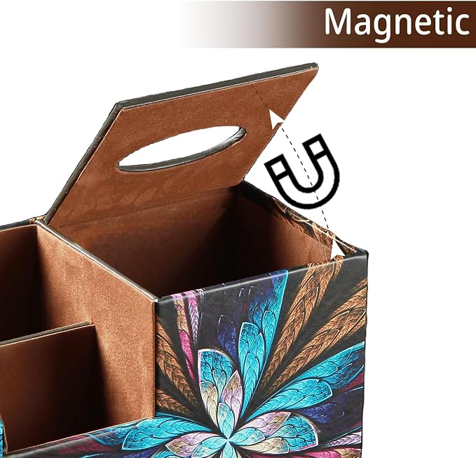 BLIENCE PU Leather Square Tissue Box Cover - Multi-Functional Tissue Box Holder, Tissue Box Cover with Storage,Tissue and Remote Control Holder, Cube Tissue Box Organizer Bedroom Nightstand End Table