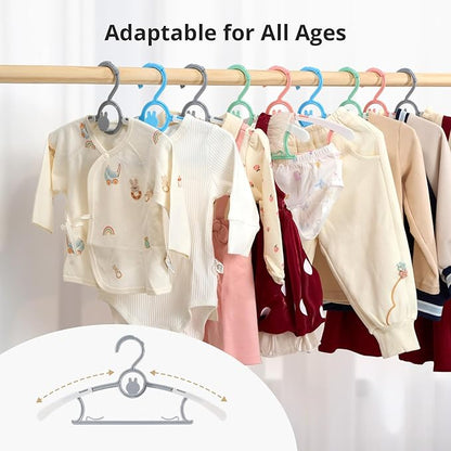 Baby Hangers for Closet Adjustable, Extendable & Stackable Kids Hangers, 11~14inch Non-Slip Plastic Kid Hangeres, Toddler Hangeres for Infant Baby Toddler Children Nursery Teen, Mix Colors, 20PACK