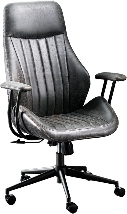 ovios Home Office Chair, Mid-Century Modern Faux Suede Leather Ergonomic Chairs, High Back Comfy Computer Swivel Rolling Task Executive Armchair, Grey