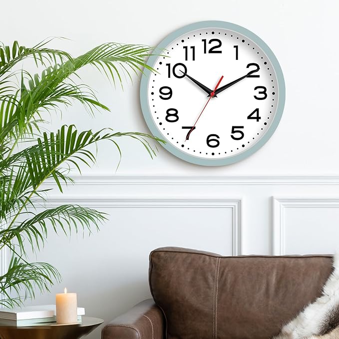 Roymnie Wall Clock Silent Non-Ticking Modern Clock Battery Operated 12 Inch Small Classic Analog Decorative for Kitchen, Bathroom, Office, Bedroom, Home(Blue Gray)