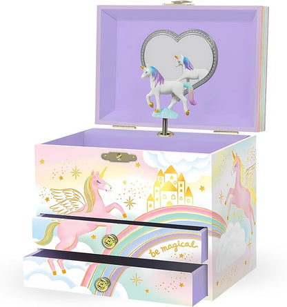 Giggle & Honey Musical Unicorn Jewelry Box for Girls - Kids Music Box, Unicorn Birthday Gifts for Little Girls, Jewelry Boxes, 6.8 x 5.3 x 6 in - Ages 3-10