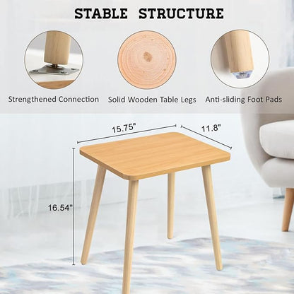 FORAOFUR Side Table, Modern Small End Table, Wood Nightstand for Living Room, Bedroom and Balcony, Rectangular Accent Table Home Decor, Easy Assembly, Natural