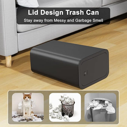 N. NETDOT 3 Pack (2 of 4 Gal & 1 of 2.6 Gal) Small Trash Can with Lid,Bathroom Garbage Can with Pop-Up Lid,Waste Basket for Bathroom,Kitchen,Bedroom,Powder Room,Craft Room,Office,College (Black)