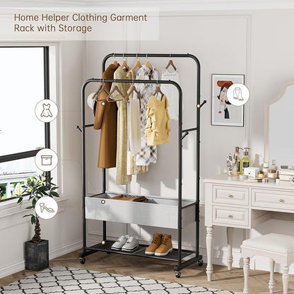 Golpart Clothes Garment Coat Rack Drying Clothing Racks Metal Freestanding for Hanging Clothes Portable Closet for Laundry Bedroom Black