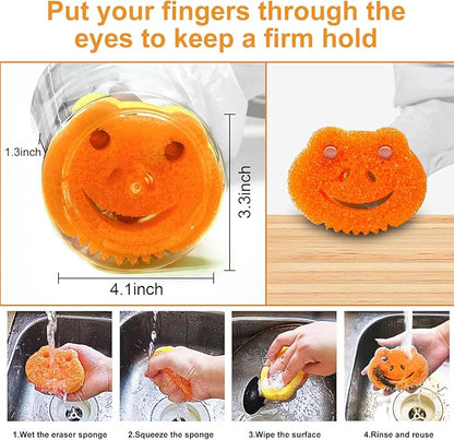 5 Pack Scrub Sponge, Dual-Sided Temperature Controlled Kitchen Sponge for Dishes, Frog Bulk Sponges Household Cleaning Pads,Multi-Functional Premium Cleaning Sponges