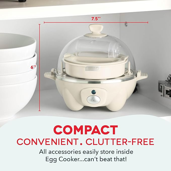 Dash Rapid Egg Cooker - Boiler, Poacher & Steamer - Includes Measuring & Recipe Guide - Dishwasher Safe - BPA Free - Holds 7 Eggs, Cream