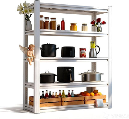 White 72"h *35.12"w*15.7"d Storage Shelves Shelving: Adjustable Metal 5-Heavy-Duty-Shelf (Unit)-Rack Industrial Utility Household Organizer/Systerm for Kitchen Pantry/Bedroom/Garage/Closet