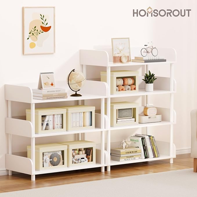 Homsorout Storage Bins with Lids - Small Fabric Organizers with Window, Collapsible Storage Bins for Clothes, Decorative Closet Organizers for Towels, Tshirt, 4 Pack, Beige