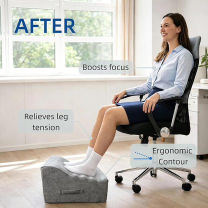 Under Desk Foot Rest, Non-Slip Office Foot Stool for Office & Gaming Chair, Leg Support for All-Day Comfort (Light Gray)