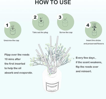 RYANNER Reed Diffuser Set,5.1 fl oz Cashmere Vanilla Scent Diffuser with Sticks Home Fragrance Reed Diffuser with Essential Oil for Bathroom Shelf Decor&Air Freshener,Home Bathroom Office Decor&Gifts