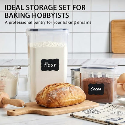 30 PCS Airtight Food Storage Containers with Lids, BPA Free Clear Plastic Kitchen and Pantry Organization and Storage Set for Flour, Sugar, Cereal, Pasta, Includes 30 Labels and Marker