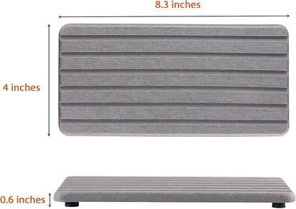 NiuYichee 2 PCS Water Absorbent diatomite Coasters, 8.3" x 4" Water Absorbing Stone Tray for Sink, Stone Drying mat for Kitchen Counter, Stone soap Tray Used for Hand Soaps & toiletries & Plants