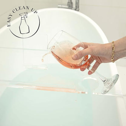 32" Supreme - Clear Acrylic Bathtub Tray Caddy Tub Shelf, Spa Board Luxury Bathroom Bath tub Table, Fits Across Bathtubs, Book, iPad and Wine Glass Holder (Supreme, 32")