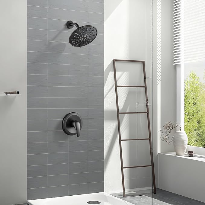 gotonovo Shower Faucet Set Bathroom Shower Head and Handle Set Complete 6 Settings 6 inch Rainfall Shower Head Kit High Pressure Shower System Combo Shower Trim Kit with Valve Oil Rubbed Bronze