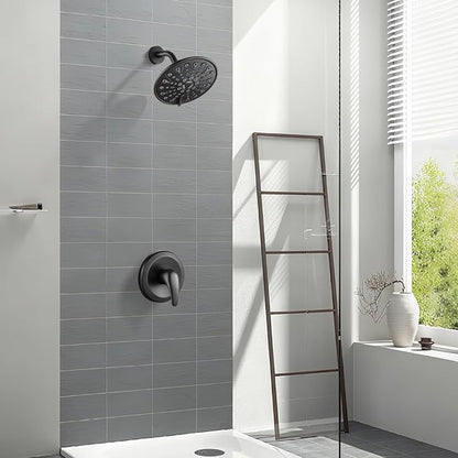 gotonovo Shower Faucet Set Bathroom Shower Head and Handle Set Complete 6 Settings 6 inch Rainfall Shower Head Kit High Pressure Shower System Combo Shower Trim Kit with Valve Oil Rubbed Bronze