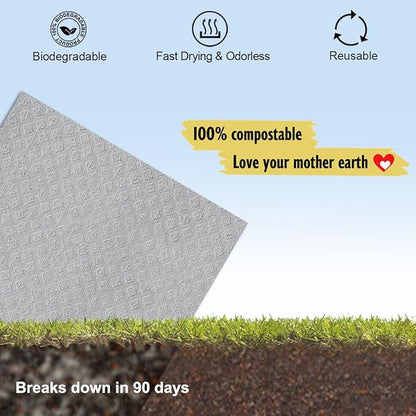 MoLKENE Swedish Dishcloths for Kitchen | 6 Pack Absorbent Cellulose Sponge Cloths Washable | Non-Scratch Reusable Paper Towels Quick Drying Cleaning Cloths - Grey